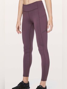 Lululemon Plum Speed-Up Mid-Rise Leggings 28”, size 2